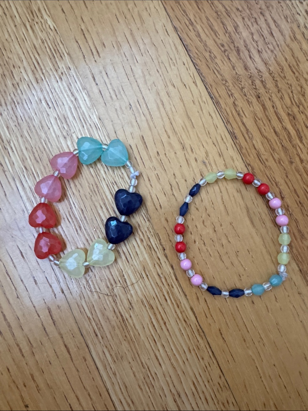 Kids Beaded Heart Stretch Bracelet Set - Multicolor